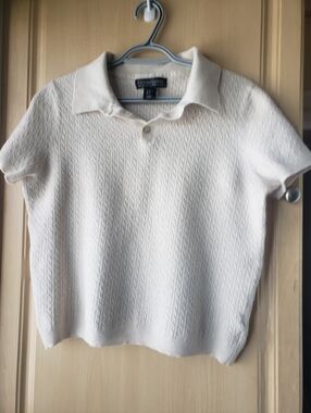 Christian Lacroix Extra Fine Merino Wool Cream Cable-Knit Polo Sweater